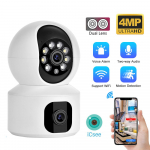 J&auml;relevalvamine Kaamera Wifi 4MP Kahe objektiiviga AI Automaatne J&auml;lgimine 4x Suum Icsee Beebimonitor IP CCTV Lemmiklooma Kaamera Turvalisus 4MP Camera