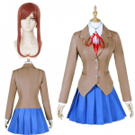 M&auml;ng Doki Doki Literature Club Monika Cosplay Sayori Juri Natsuki Cosplay Kost&uuml;&uuml;m Parukakomplekt Koolivorm T&uuml;drukute Naiste Kost&uuml;&uuml;mid L-(Suit+Wig)