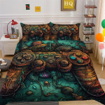 3D Skull Head Game Handle seeria voodipesukomplekt &otilde;udusmustriga tekikattega padjap&uuml;&uuml;r, 2/3 t&uuml;kki AU eriti suur Halloweeni kodukaunistus Baby 100x135cm