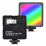 Andoer LVL-60RGB mini kahev&auml;rviline LED-videovalgusti 2500K-9000K h&auml;mardatav sisseehitatud laetav aku must