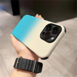 Luksuslik gradient-skin-puutetundlik &uuml;mbris iPhone 14 13 12 11 Pro Maxile. K&otilde;ikeh&otilde;lmavad kukkumiskaitse&uuml;mbrised. iPhone 14 Pro Max valge