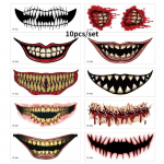 10 tk/komplekt Halloweeni &otilde;udussuu t&auml;toveeringu kleebis Naljakas meigipeo veekindel t&auml;toveeringu kleebis 10pcs
