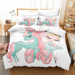 3D balleti t&uuml;druku voodipesukomplekt Cartoon Girl tantsutekk ja padjap&uuml;&uuml;r 2/3 tk AU140 * 210 &uuml;he-/kahe voodiga p&uuml;hadekingitus t&uuml;drukutele Pehme kodutekstiil Baby 100x135cm