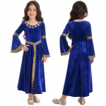 T&uuml;drukute keskaegne printsessi kost&uuml;&uuml;m, renessansi kost&uuml;&uuml;m, r&uuml;&uuml; Retro kleit, kleit Halloweeni cosplay jaoks 7-8 Years sinine