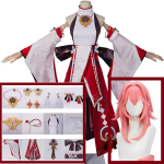 Anime Yae Miko Guuji Yae Cosplay kost&uuml;&uuml;m Halloweeni naiste m&auml;ngud vormiriietus r&otilde;ivad, kost&uuml;&uuml;mid L-(Full set+wig)