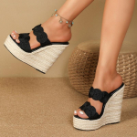 Eilyken Summer Weave Solid Platform Kiilud Sussid Sandaalid Naiste Mood Peep Toe Naistejalatsid Zapatos Mujer 34 must