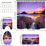 4 tk Luksuslikud lavendliv&auml;rvi du&scaron;ikardinakomplektid, veekindlad vannitoa jaoks libisemiskindlad vannitoavaibad kaas WC kate vannimatt 4pcs