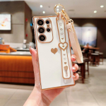 Plating Heart k&auml;epaela &uuml;mbris Samsung Galaxy S23 S22 Ultra S21 Plus S21FE A23 A24 A13 A12 A13 A52 A53 A54 p&otilde;rutuskindel silikoonist pehme kate iPhone'i jaoks Samsung Galaxy A54 5G valge