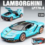 1/24 Scale Lambo LP770-4 Diecast automudeli m&auml;nguasi, tagasit&otilde;mmatav m&auml;nguasi koos heli ja valgusega lastele v&auml;ikelastele poistele t&uuml;drukutele m&otilde;eldud kingituste kollektsioon 1/24-21x9x5.1cm sinine