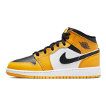 Air Jordan 1 Mid GS Reverse Yellow Toe Kids Tossud Taxi White Black 554725-701 37.5