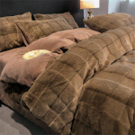 Winter Milk Velvet neljaosaline komplekt Rabbit Plush paksendatud korallsametist linad ja tekikatted flanellist voodipesu 2.0m four-piece set