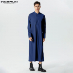 INCERUN Meeste krae pikkade varrukatega n&ouml;&ouml;biga Abaya Kaftan pikad hommikumantlid S must