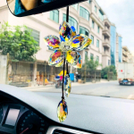 Auto rippuv ornament Tahavaatepeegli rippuvad kaunistused kristallist 3D lilledega autoripats Lucky auto sisekujunduse tarvikud