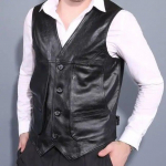 Meeste kevad-s&uuml;gis uus ehtsast nahast mootorrattavest Meeste ehtsast veisenahast vest meeste V-kaelusega varrukateta mantel 4XL