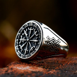 Uue disainiga Viking Compass Ring Runic Nordic Totem Odin Ehted Vintage Ehted 7