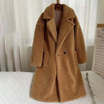 S&uuml;gis- ja talvine lahtise karusnahaga &uuml;hes t&uuml;kis tehiskarusnahast jope Naiste keskmise pikkusega suur tuulejope lambavillast jope XXL kaamel