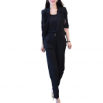 3 tk/komplekt naiste &auml;rikost&uuml;&uuml;m V kaelusega varrukateta vest Poole varrukaga rev&auml;&auml;riga &otilde;&otilde;nes mantel K&otilde;rge v&ouml;&ouml;kohaga haaremip&uuml;ksid, &uuml;hev&auml;rvilised, pidulik pendelr&auml;nde stiil 2XL must