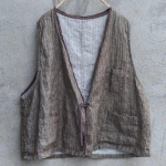 Johnature naiste vintage linased vestid mantlid V-kaelusega &uuml;hev&auml;rvilised &uuml;he n&ouml;&ouml;biga lapiga taskud s&uuml;gisesed hiina stiilis vestid One Size sinine