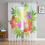 Tropical Flowers Summer Bouquet L&auml;bipaistvad kardinad magamistuppa Elutoa t&uuml;llkardinad k&ouml;&ouml;giakna jaoks Voile kardinad 135W x 114H(cm)