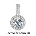 S925 h&otilde;bedast roodiumiga kaetud ripats naistele, &uuml;mmargune 6,5 mm 1CT labori teemant luksuslik moissanite kalliskivist ripats kaelakee pulmadeks 1ct