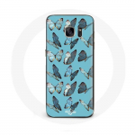 Sinise taustaga &uuml;mbris Samsung Galaxy S6 Butterflies jaoks