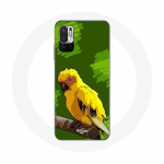 Rohelise taustaga &uuml;mbris Xiaomi Redmi Note 10 5G Yellow Parakeet Birds jaoks