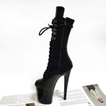 20 cm seksikad naiste heledast lakknahast madalad saapad, k&otilde;rge kontsaga tikk-saapad, tantsukingad, klubikingad 35 must