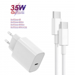 35 W PD USB C kiirlaadija C-t&uuml;&uuml;pi kaabel iPhone 15 Pro Max iPad 10 iPhone 15 Plus USB-C ja USB-C laadimisandmesidekaabli jaoks EU valge