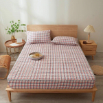 Veekindel madratsikaitse Ruuduline puuvillane paks madratsikate Vastupidavad libisemiskindlad linad, hingavad lestakindlad voodikatted 2xPillowcase 48x74cm