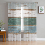 Vintage talu ait Puidutera roheline valge magamistuba l&auml;bipaistvad l&auml;bipaistvad kardinad p&uuml;hadekaunistused aken Voile t&uuml;llkardin 135W x 114H(cm)