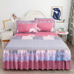 3-osaline komplekt Nahas&otilde;bralik pitsist voodikate Printsessi kahekihiline pitsist voodilina Libisemiskindel voodikate 2 padjap&uuml;&uuml;riga 3pcs Set 120X200cm pink