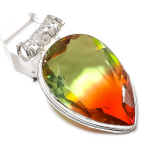 Natural Bi-Color Tourmaline Gemstone 925 Sterling Silver Gift Pendant 2.05 k5f47