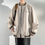 Aviator jakk Meeste Harajuku Mood Kiri Tikand Liiga suur pesapalli Kolledži vormijakk lahtine t&auml;navar&otilde;ivaste mantel M khaki