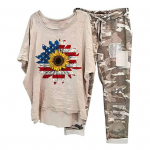 2 tk/komplekt Naiste &uuml;laosa p&uuml;kste komplekt &Uuml;markaelusega, lilledega kamuflaažitr&uuml;kiga Ebaregulaarne all&auml;&auml;r L&uuml;hikesed varrukad lahtised pingutusn&ouml;&ouml;rid elastsed L