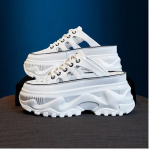 Moodsad robustsed tossud naiste madalad mokassiinid peale libistatavad &uuml;lik&otilde;rged kontsad &uuml;mara ninaga naiste kingad platvormiga vulkaniseeritud kingad pluss suurus 38 valge