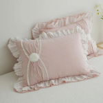 2 tk puuvillased printsessi pitsist padjap&uuml;&uuml;rid puhtast puuvillast toimse topelt volangiga padjakattega padjar&auml;tik 48*74cm roosa