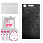 apgo Protective Skin Sticker for the back compatible with Sony Xperia XZ1, Wrap Film, Foil, Vinyl - Pattern Black Leather