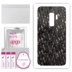 apgo Protective Skin Sticker for the back compatible with Samsung Galaxy S9 Plus, Wrap Film, Foil, Vinyl - Pattern Carbon Black Pixel