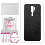 apgo Protective Skin Sticker for the back compatible with Oppo A5 (2020), Wrap Film, Foil, Vinyl - Pattern Black Honeycomb