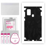 apgo Protective Skin Sticker for the back+sides compatible with Samsung Galaxy F41, Full Wrap Film, Foil, Vinyl - Pattern Black Camo
