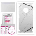 apgo Protective Skin Sticker for the back+sides compatible with Huawei Y9a, Full Wrap Film, Foil, Vinyl - Pattern White Marble