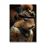 Steampunk Owl Cat Rabbit Squirrel Poster Art Canvas Painting Retro Funny Animal Cat Dog Poster Living Room Home Decor Frameless 21x30cm No Framed