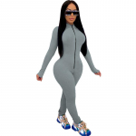 Treening Active Wear &uuml;hev&auml;rvilised p&uuml;ksid Naiste Jumpsuit Sportlik pikkade varrukatega Fitness Clubwear T&otilde;mblukuga Peokombinesoonid Bodycon XXL