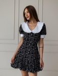 Valge kraega kleit LK Brand 736 S must-valge S