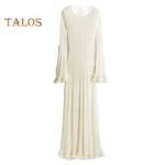 S&uuml;gis Kevad Naiste &Otilde;htukleit R&uuml;&uuml;sidega Laine&auml;&auml;rega O-kaelusega V-kujulise seljaosaga Slim Fit Pikk Pikkade kellukakujuliste varrukatega &Uuml;hev&auml;rviline T&auml;ispikk Elastne Ballikleit Maksikleit S