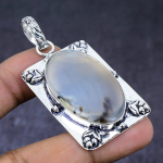 Montana Agate Gemstone 925 Steling Silver Jewelry Pendant 2.36 w3z03