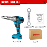 ONEVAN 20000N 720 W harjadeta elektriline neetip&uuml;stol 2,4&ndash;5,0 mm aku neetmutteriga p&uuml;stoli puuri sisestus Elektrit&ouml;&ouml;riistad Makita 18 V aku jaoks 1005004355789827 Without Battery
