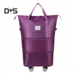 Duffel Bag kohver Laiendatava disainiga veekindel rebenemiskindel mitme sahtliga suure mahutavusega mitmek&uuml;lgne ratastega pagasi kott helelilla v&auml;rv