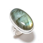 Natural Labradorite Gemstone Handmade 925 Sterling Silver Jewelry Ring S.10 s3m59