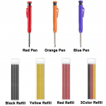 Tugev puusepa pliiatsikomplekt puidut&ouml;&ouml;tlemise mehaaniline pliiats, 3 v&auml;rvi t&auml;itekonstruktsiooni m&auml;rgistamise t&ouml;&ouml;riist puusepa kirjutisele arhitektile 3Color Refill